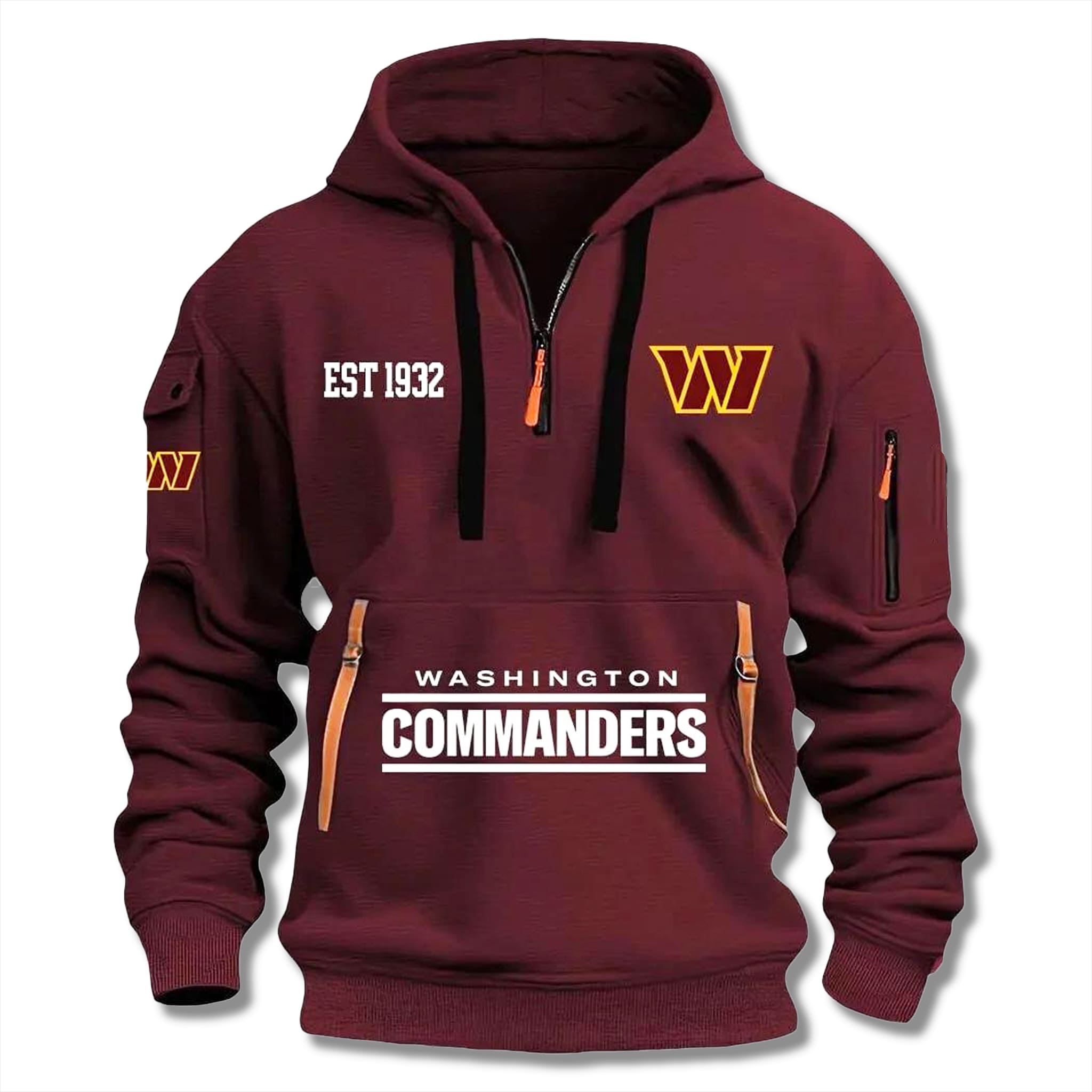 Washington Commanders EST 1932 Quarter Zip Hoodie Washington Commanders EST 1932 Quarter Zip Hoodie