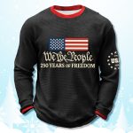 We The People 250 Years Of Freedom Patriotic Waffle Sweater