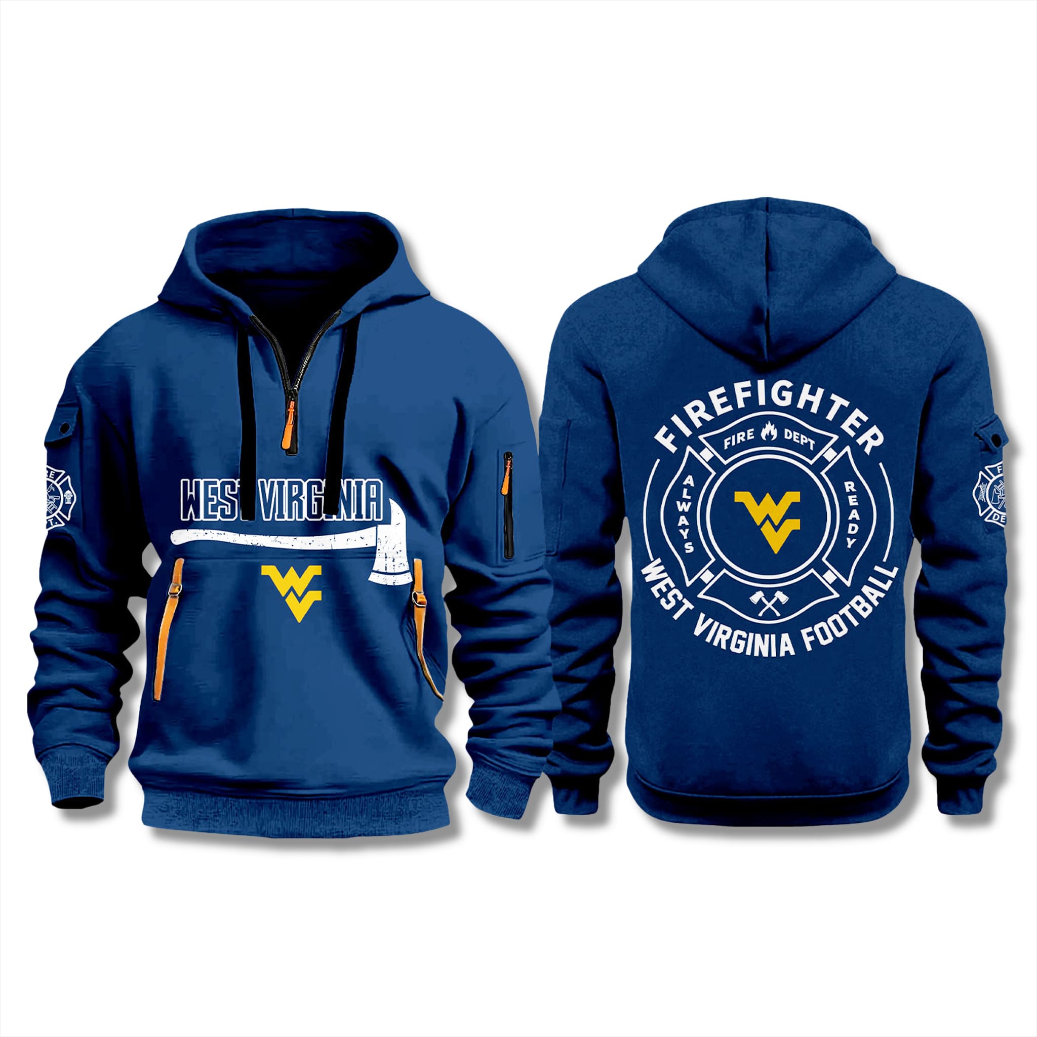 West Virginia Football Firefighter Appreciation Quarter Zip Hoodie 2025 1 West Virginia Football Firefighter Appreciation Quarter Zip Hoodie 2025 1