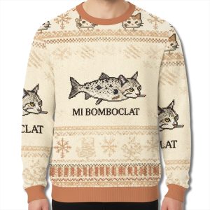 Bomboclat Fish Meme Christmas Ugly Sweater 1
