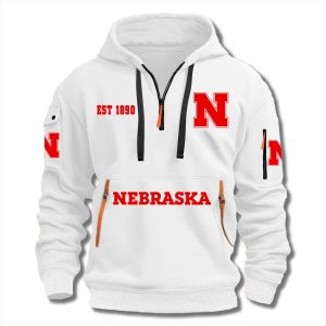 Nebraska Huskers EST 1890 Quarter Zip Hoodie 1