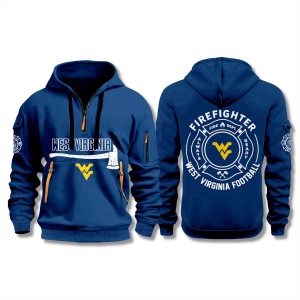 West Virginia Football Firefighter Appreciation Quarter Zip Hoodie 2025 1