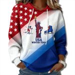 American Flag USA Winter Team Italy 2026 Waffle Hoodie