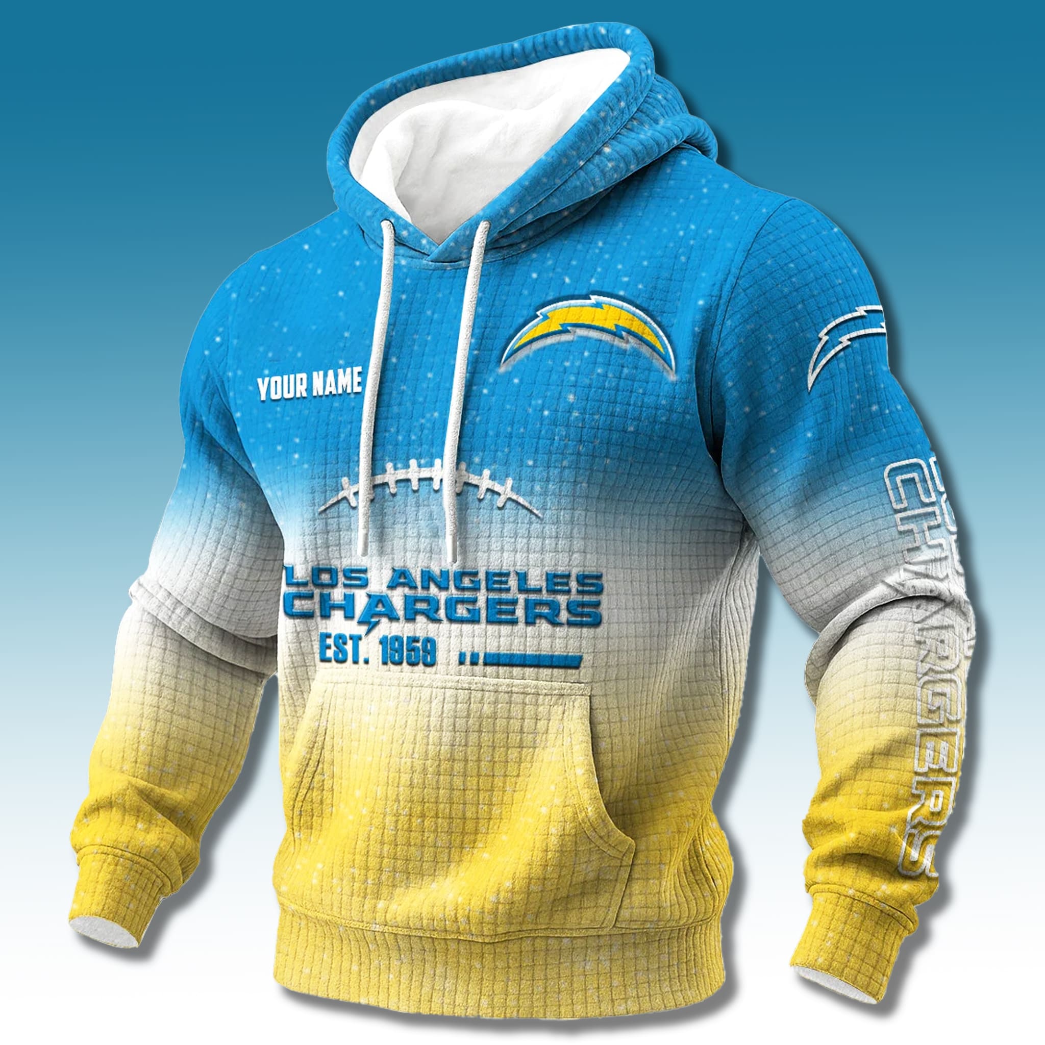Chargers EST 1959 Gradient Waffle Hoodie Chargers EST 1959 Gradient Waffle Hoodie