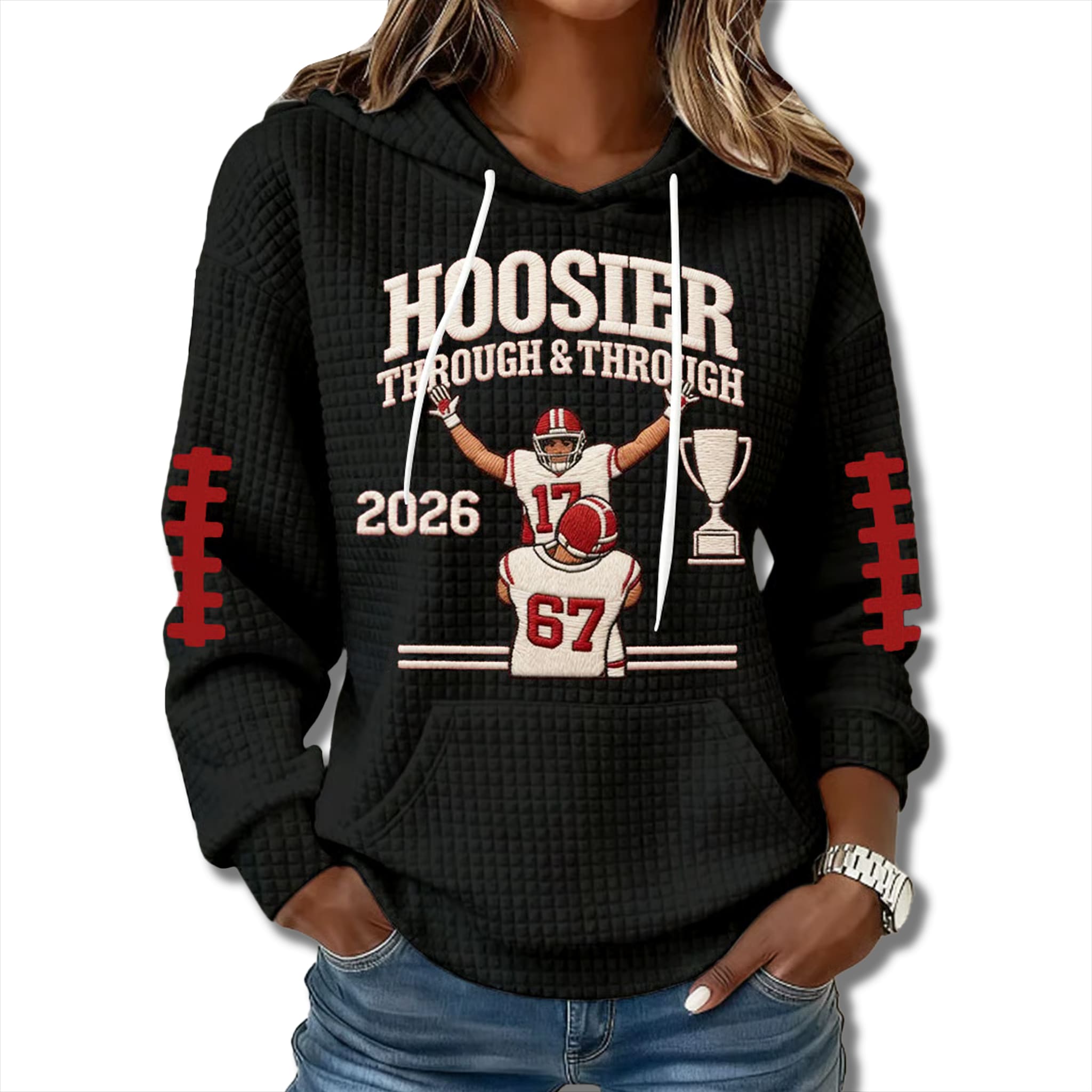 Hoosiers Through and Through National Champions Waffle Hoodie 2 Hoosiers Through and Through National Champions Waffle Hoodie 2