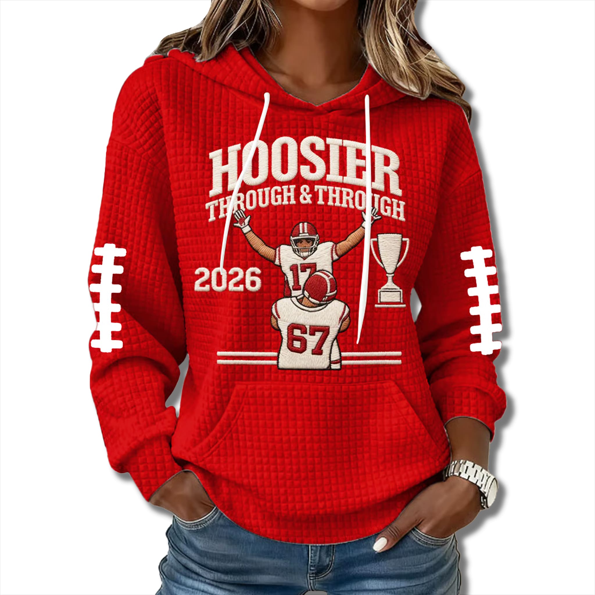 Hoosiers Through and Through National Champions Waffle Hoodie 3 Hoosiers Through and Through National Champions Waffle Hoodie