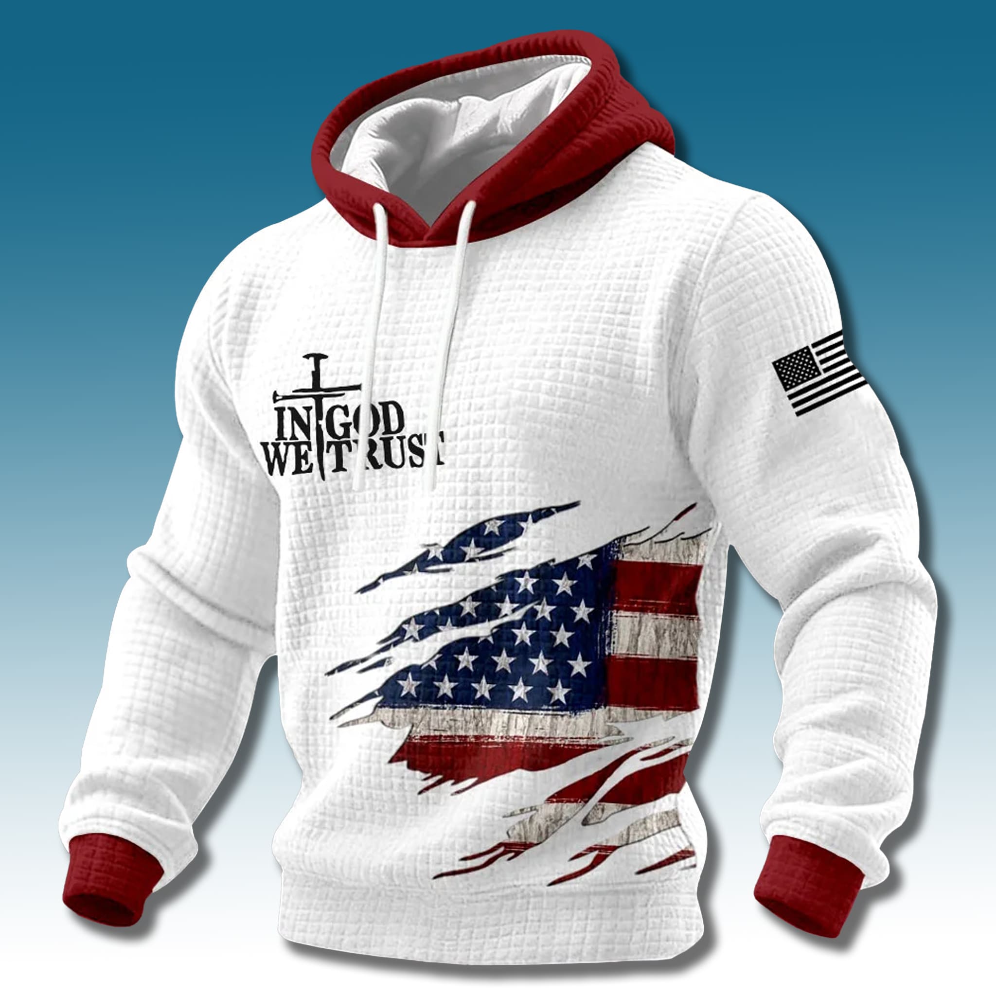 In God We Trust Cross Patriotic Waffle Hoodie 1 In God We Trust Cross Patriotic Waffle Hoodie 1