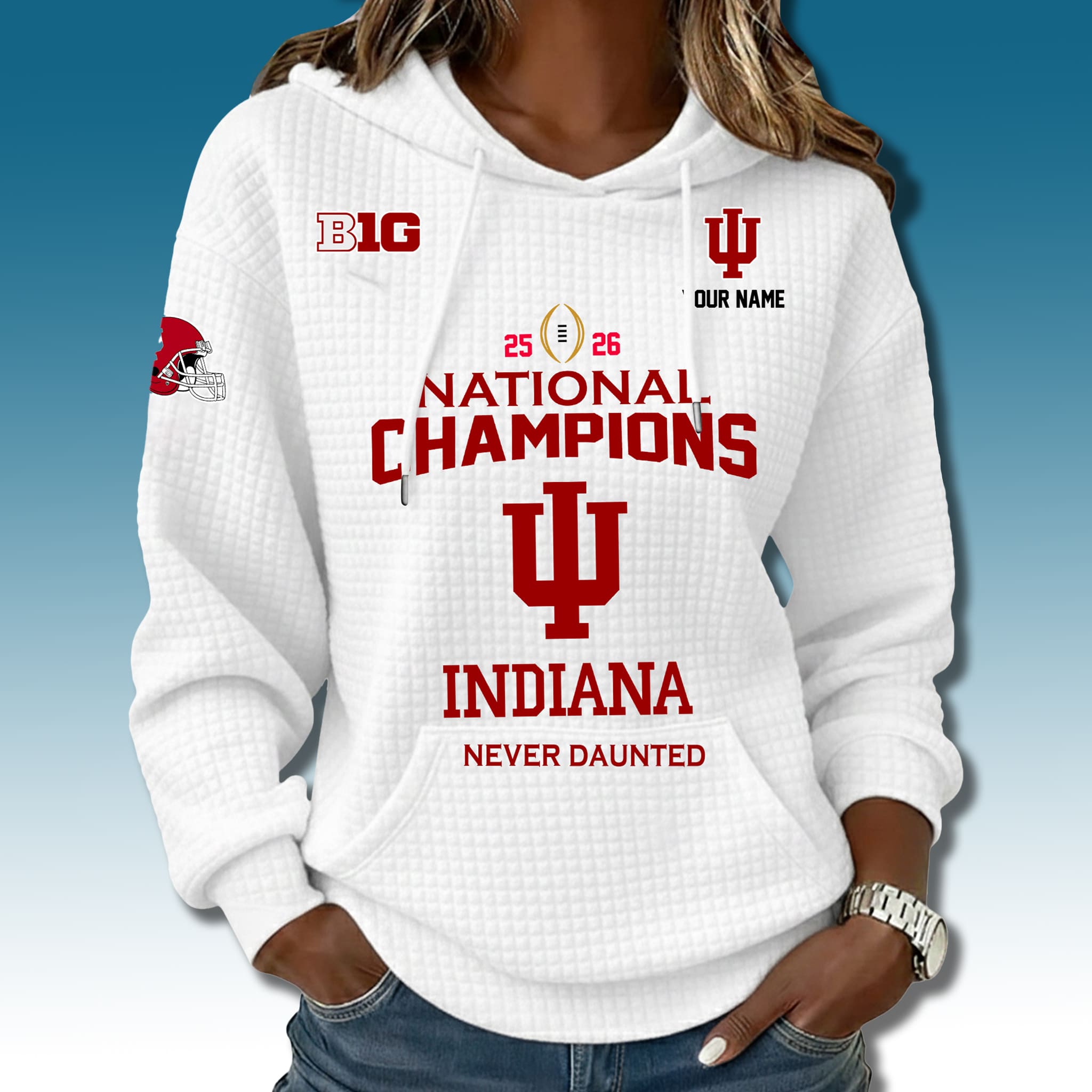 Indiana Hoosiers 2025 2026 National Championship Waffle Hoodie 3 Indiana Hoosiers 2025 2026 National Championship Waffle Hoodie 3