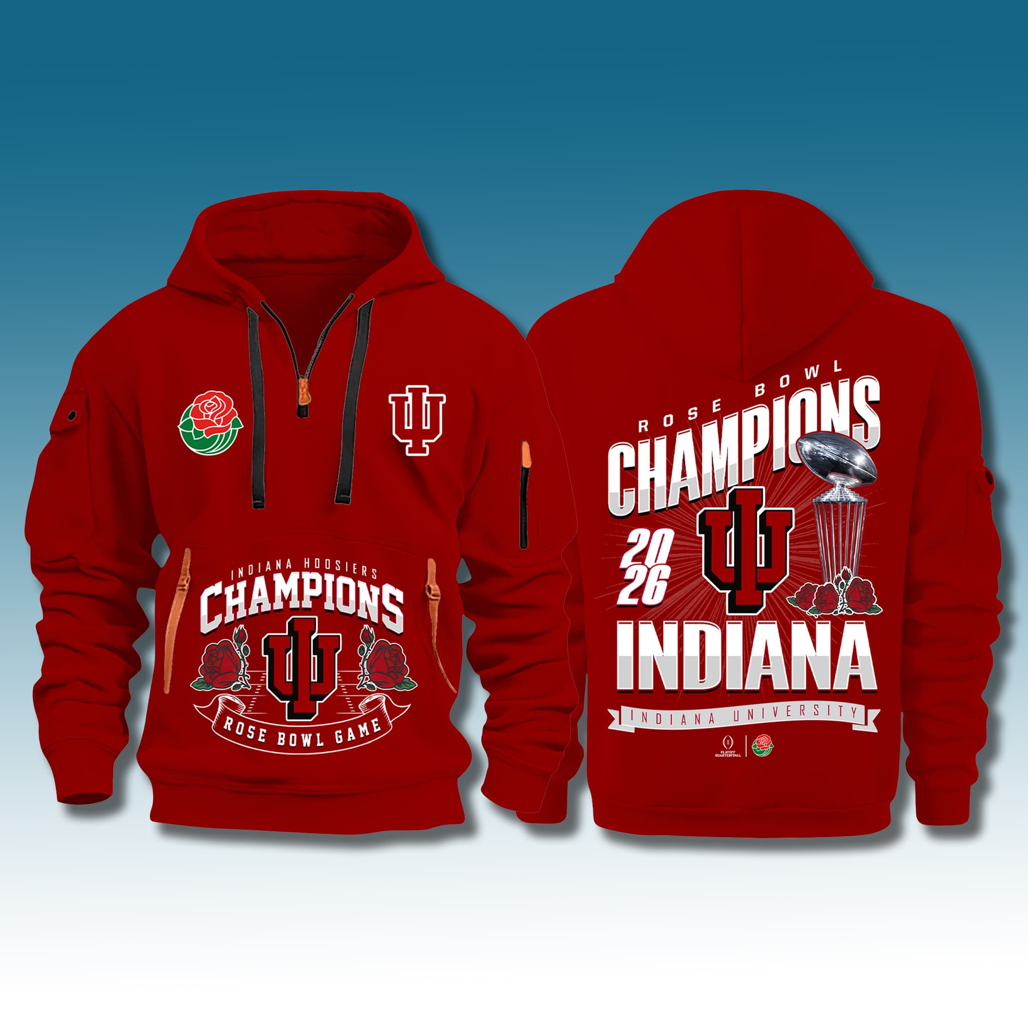 Indiana Hoosiers Rose Bowl Champions Quarter Zip Hoodie Indiana Hoosiers Rose Bowl Champions Quarter Zip Hoodie