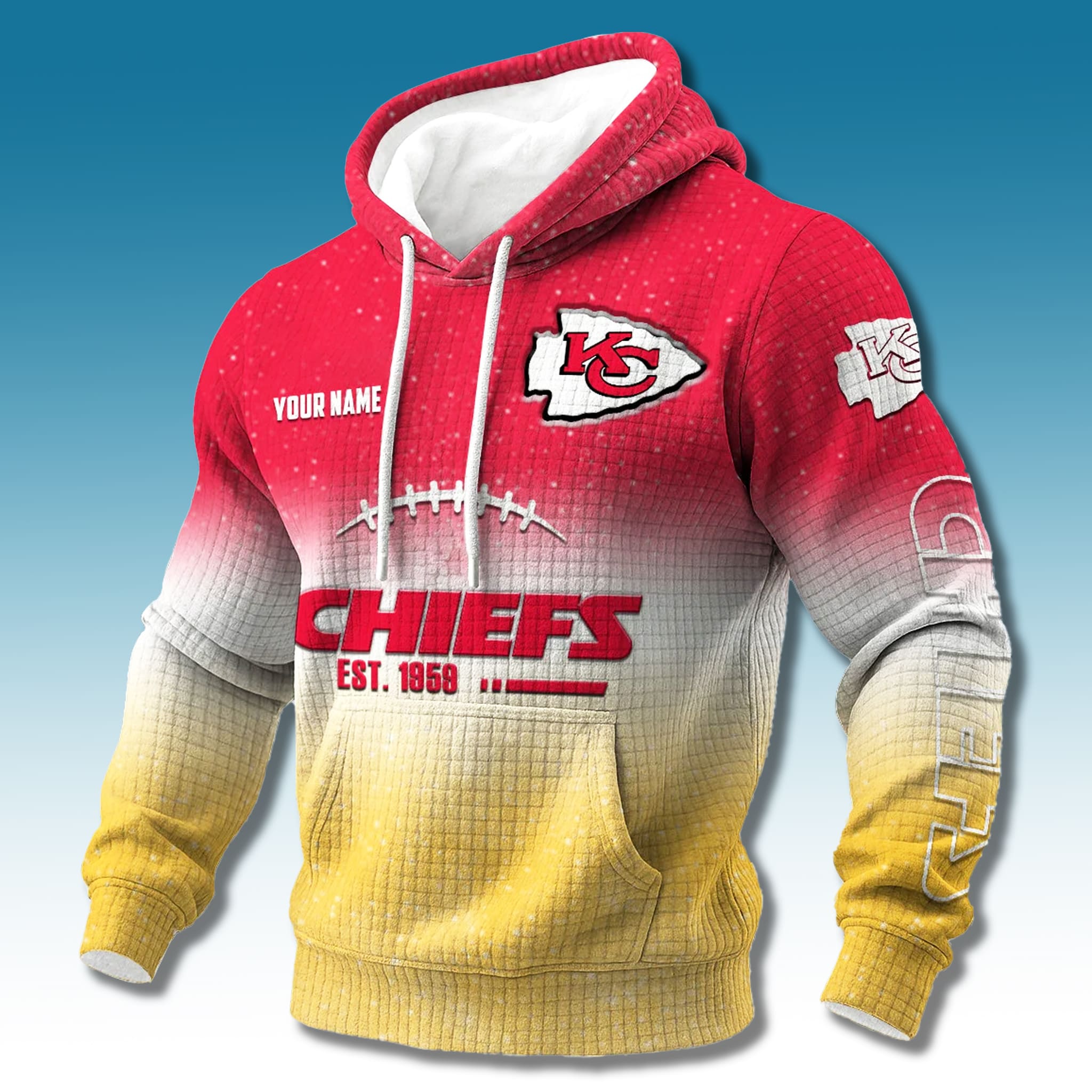 KC Chiefs EST 1959 Gradient Waffle Hoodie KC Chiefs EST 1959 Gradient Waffle Hoodie