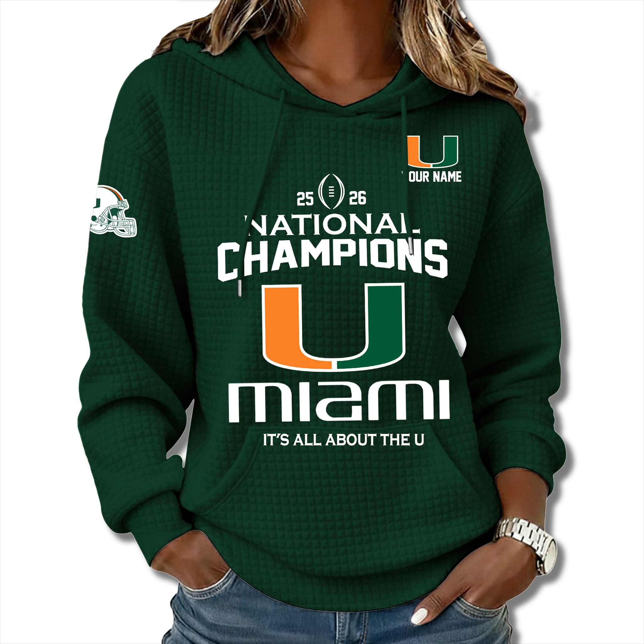 Miami 2026 National Champions It's About The U Waffle Hoodie 2 Miami 2026 National Champions It's About The U Waffle Hoodie 1