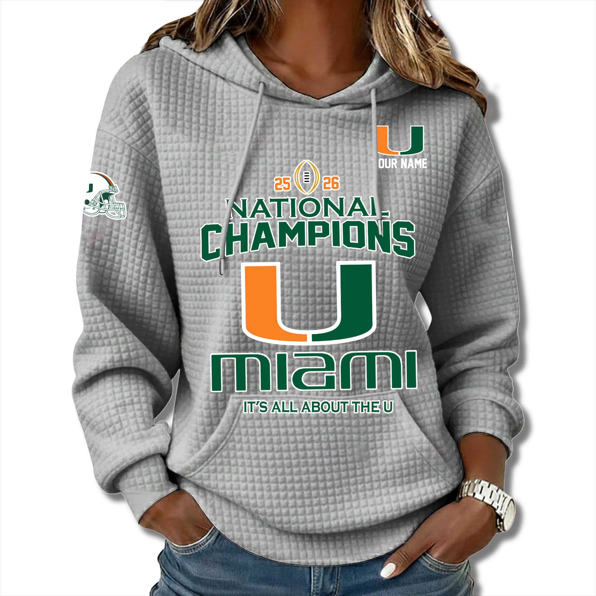 Miami 2026 National Champions It's About The U Waffle Hoodie 3 Miami 2026 National Champions It's About The U Waffle Hoodie 2