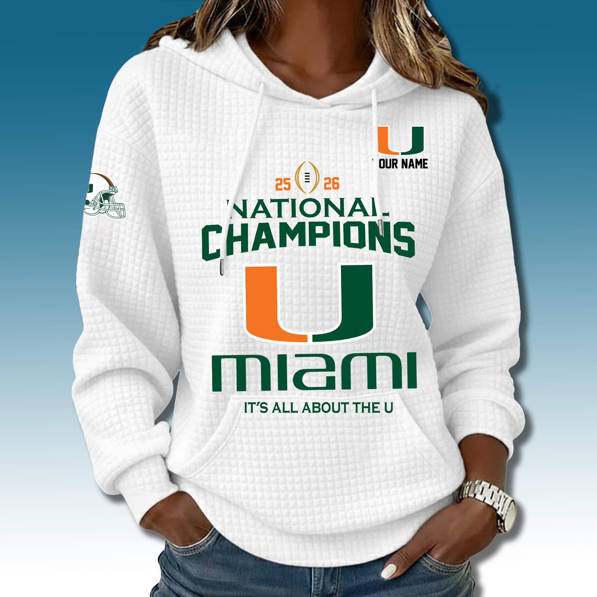 Miami 2026 National Champions It's About The U Waffle Hoodie 3 Miami 2026 National Champions It's About The U Waffle Hoodie 3