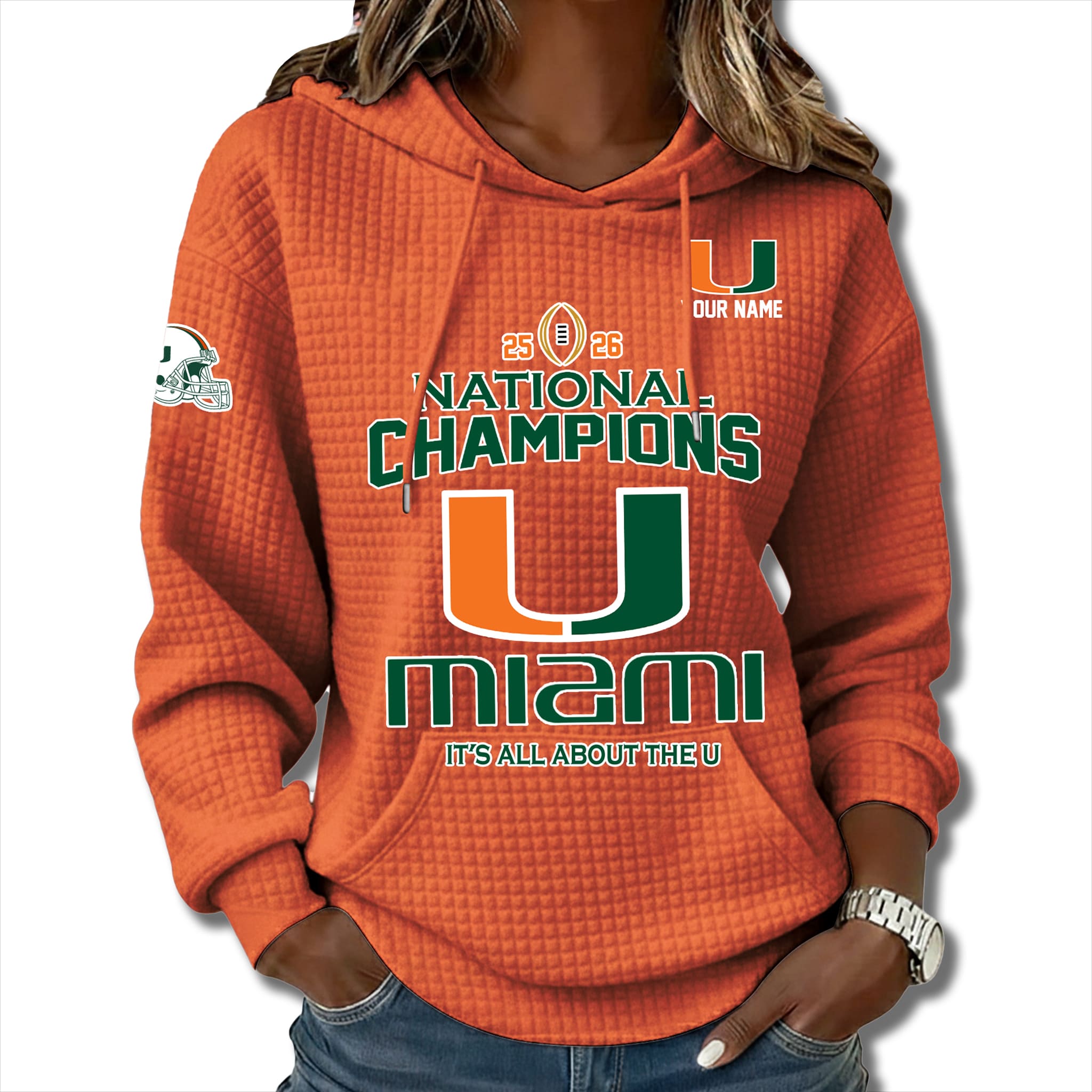 Miami 2026 National Champions It's About The U Waffle Hoodie 1 Miami 2026 National Champions It's About The U Waffle Hoodie