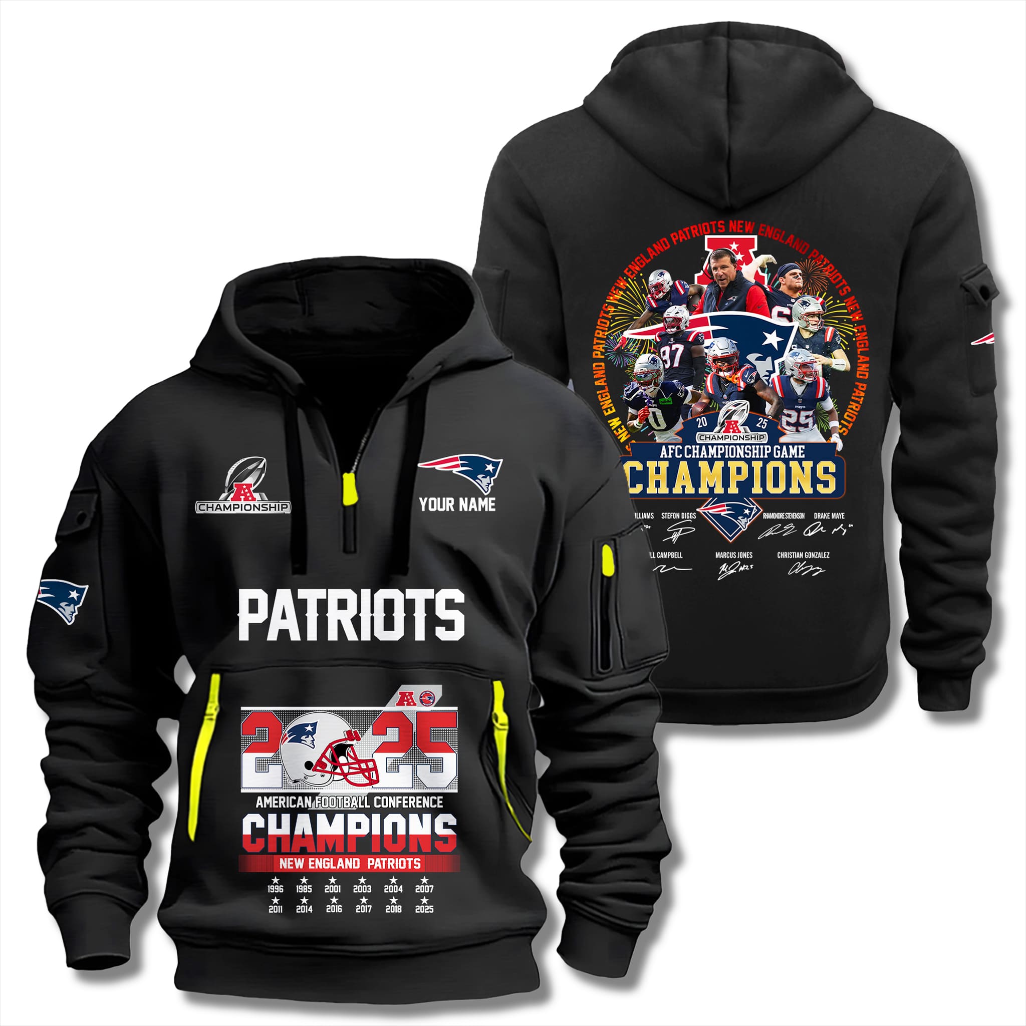 NE Patriots 12 Time AFC Championship Quarter Zip Hoodie 2 NE Patriots 12 Time AFC Championship Quarter Zip Hoodie 2