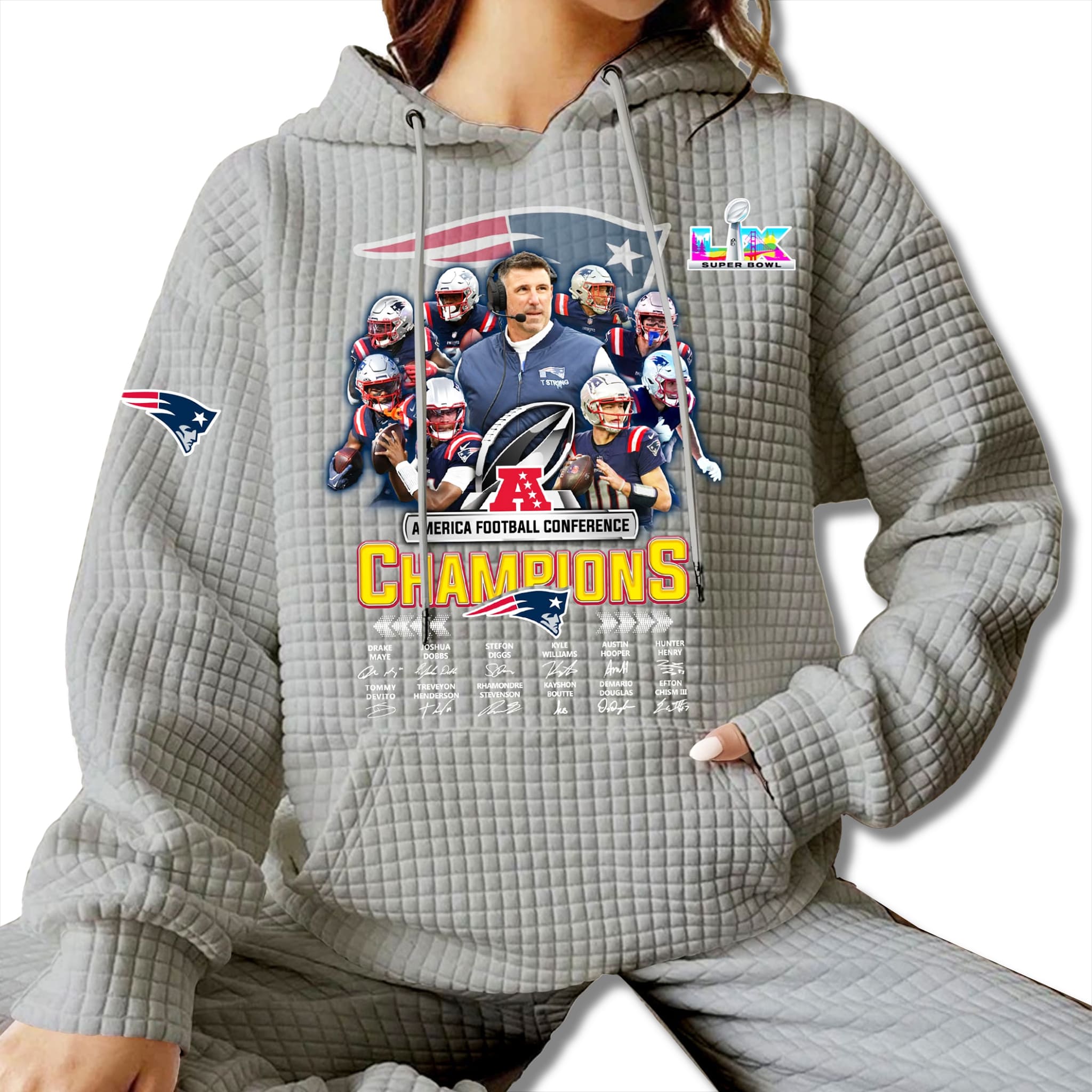 Patriots AFC Champions Waffle Hoodie 1 Patriots AFC Champions Waffle Hoodie 1