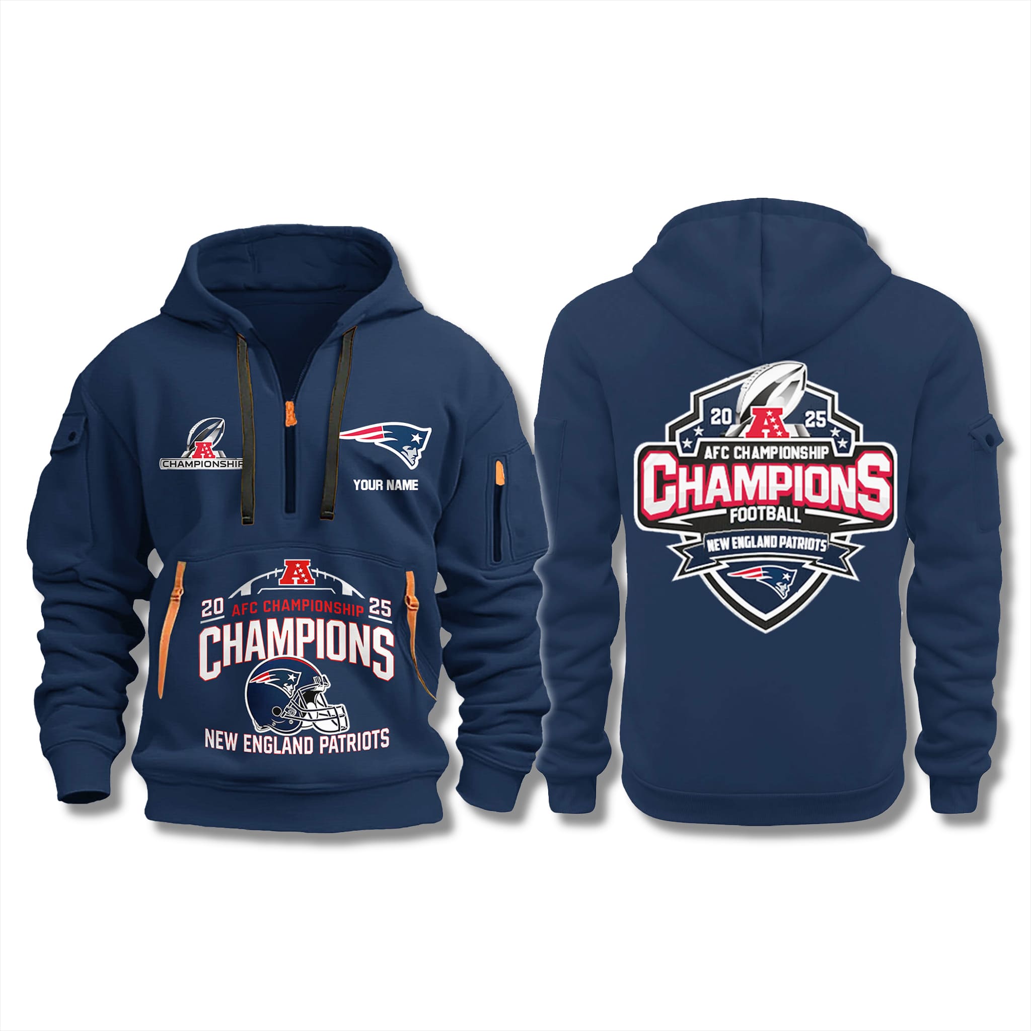 Patriots AFC Championship Quarter Zip Hoodie 2025 2026 1 Patriots AFC Championship Quarter Zip Hoodie 2025 2026 1
