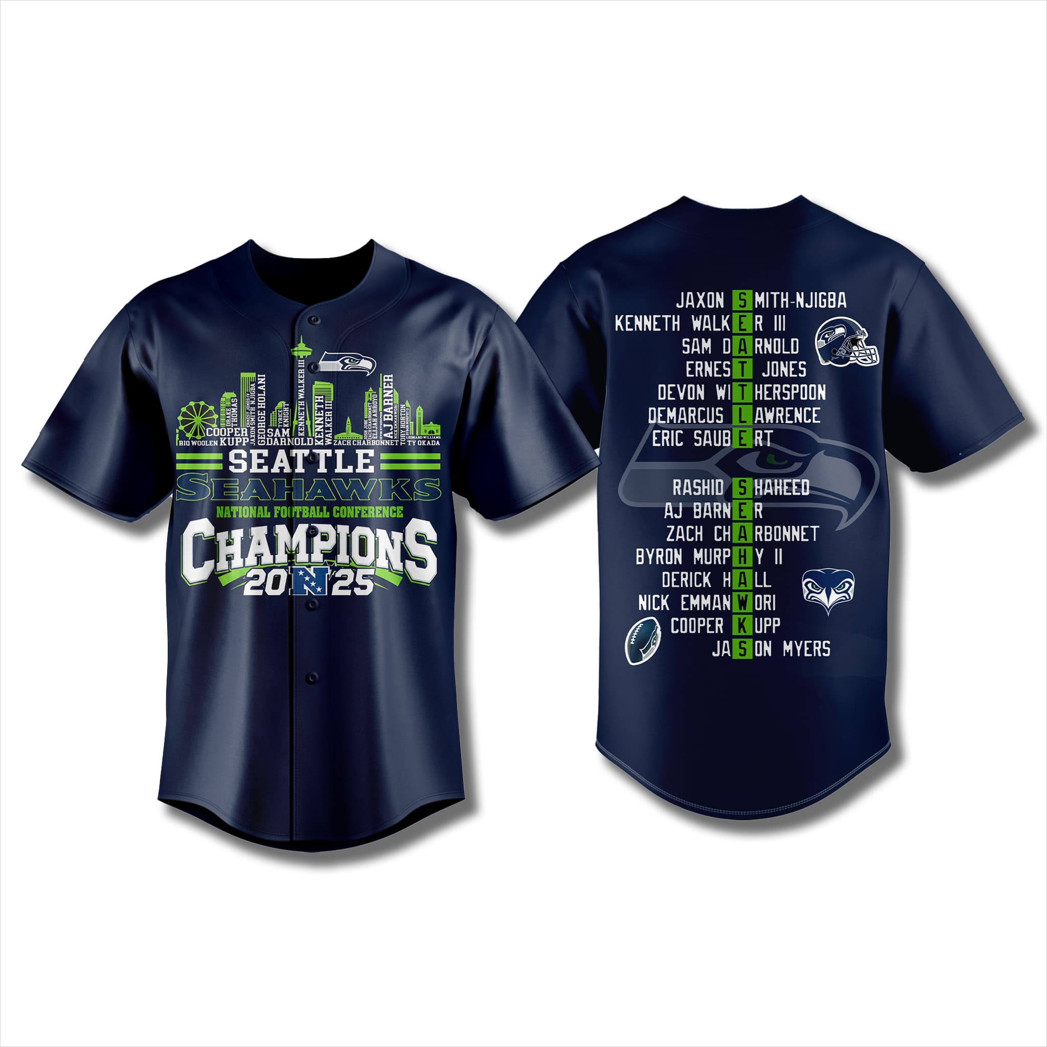 Seahawks 2025 NFC Championship Baseball Jersey 1 Seahawks 2025 NFC Championship Baseball Jersey 1