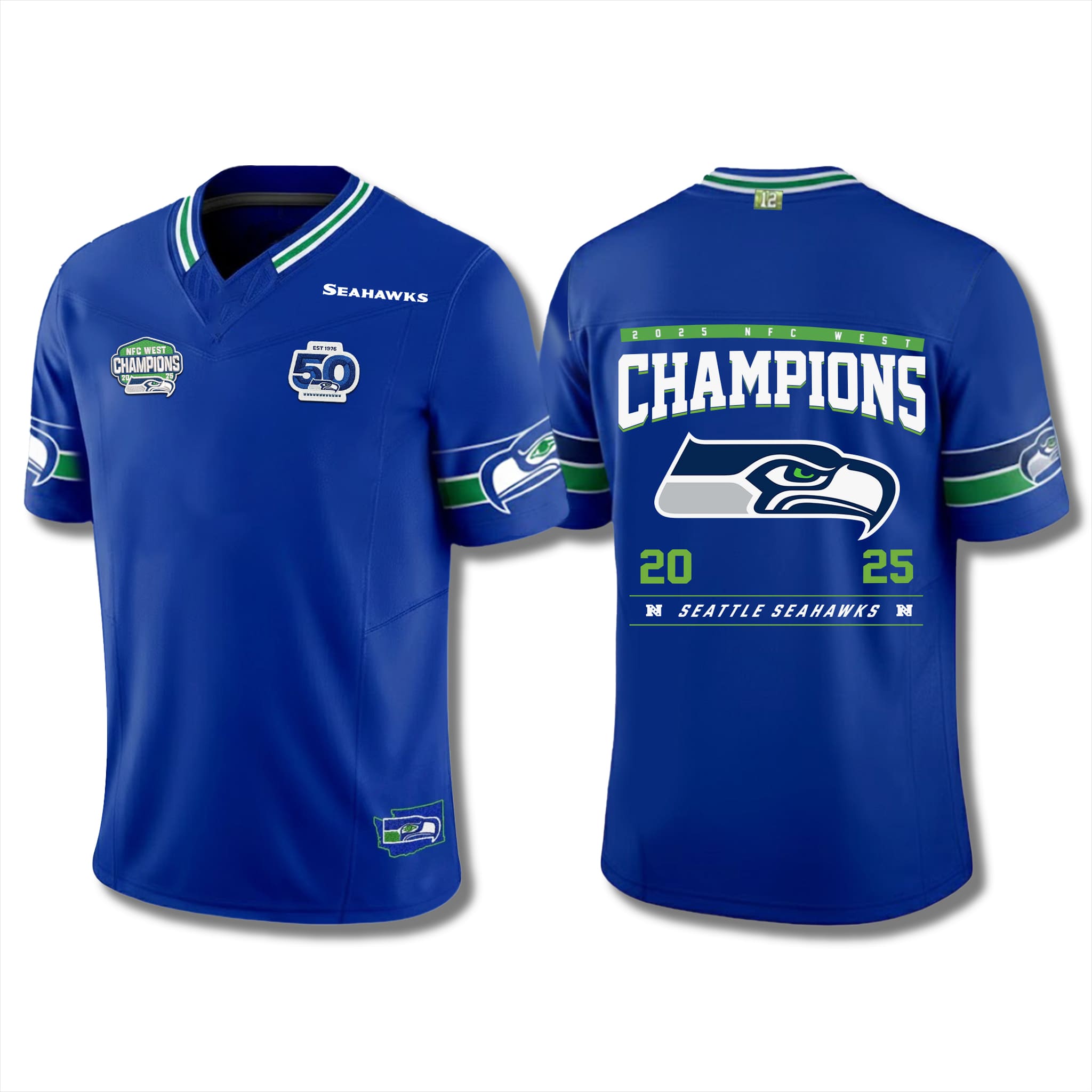 Seahawks 50th Anniversary NFC West Champions Jersey 4 Seahawks 50th Anniversary NFC West Champions Jersey