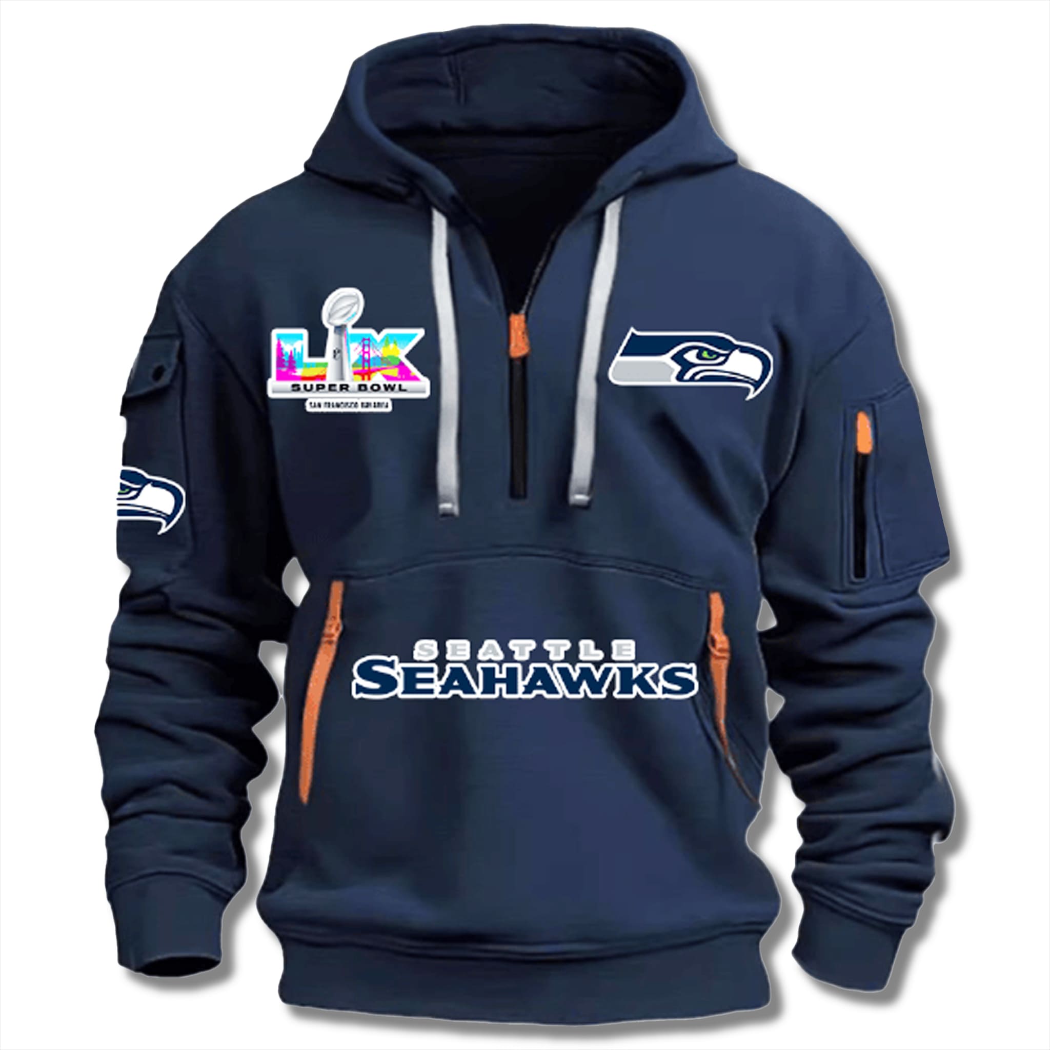 Seahawks SB LX 2026 Quarter Zip Hoodie 2 Seahawks SB LX 2026 Quarter Zip Hoodie 2