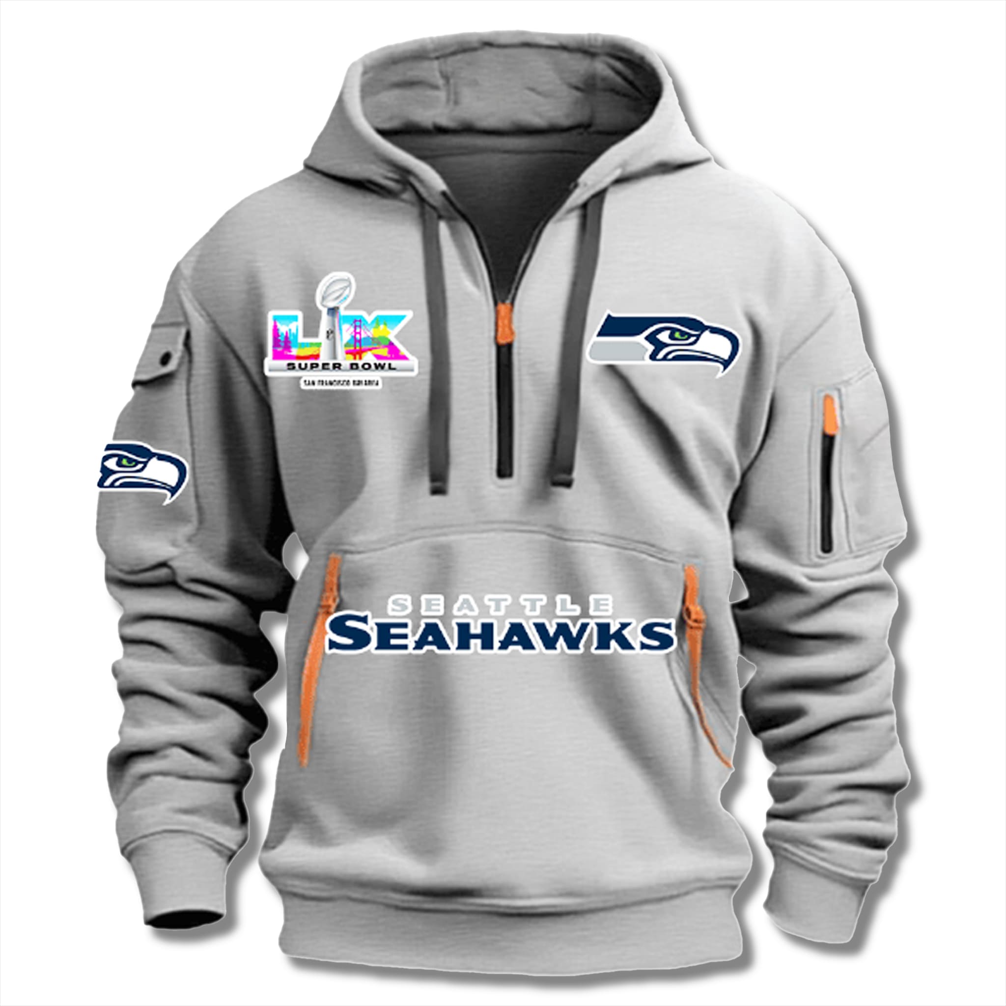 Seahawks SB LX 2026 Quarter Zip Hoodie 4 Seahawks SB LX 2026 Quarter Zip Hoodie