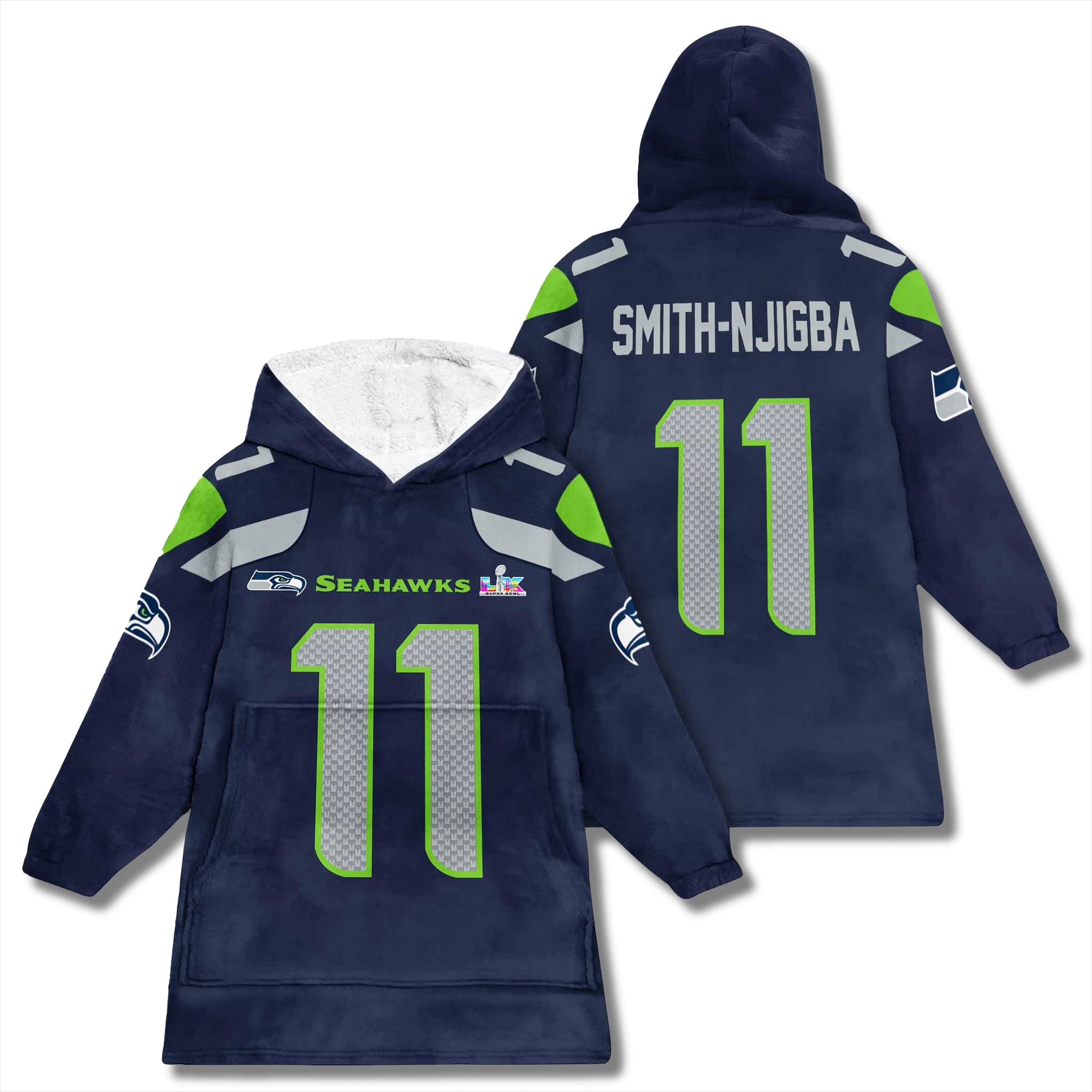 Seahawks Smith Njigba 11 Super Bowl Blanket Hoodie 2 Seahawks Smith Njigba 11 Super Bowl Blanket Hoodie 2