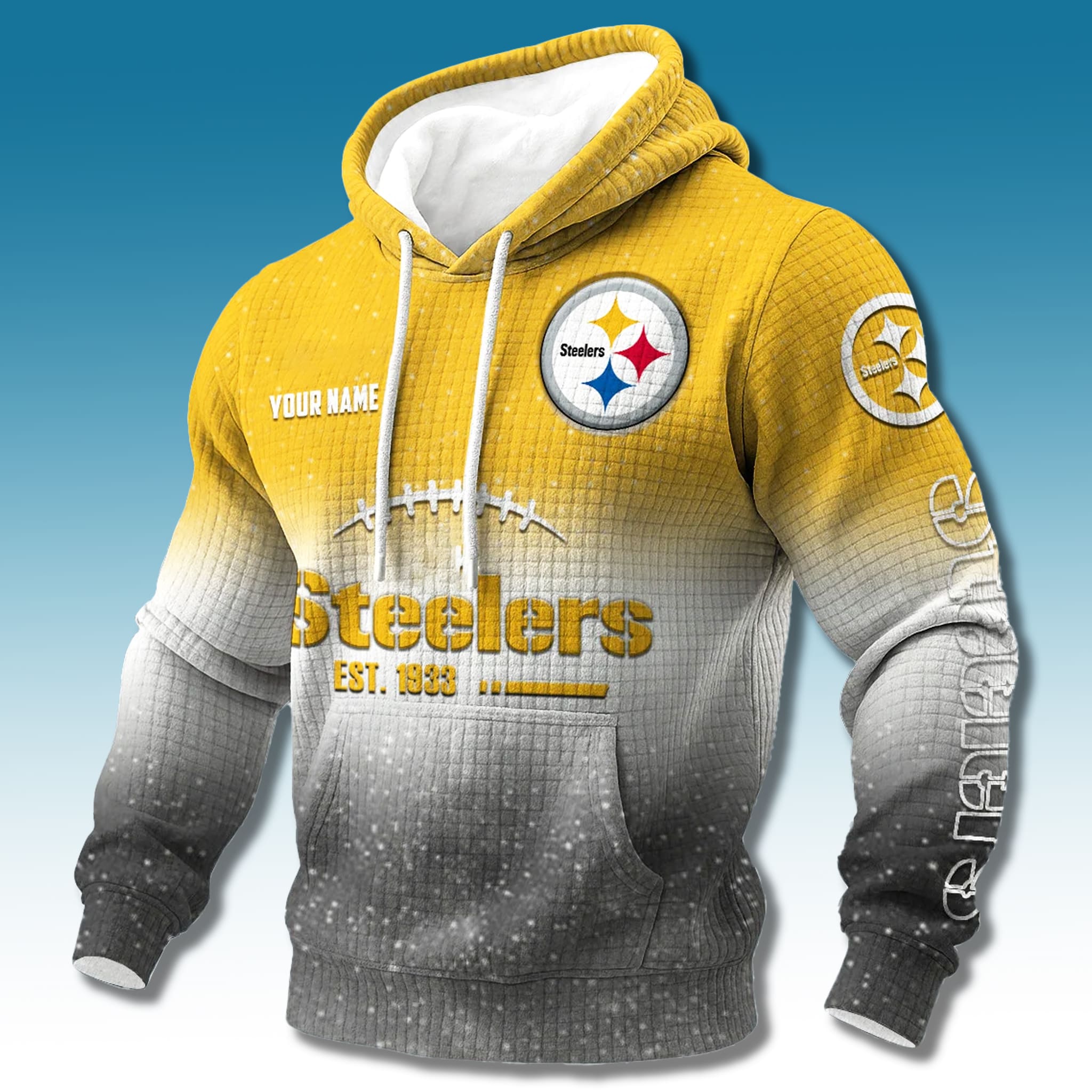 Steelers EST 1933 Gradient Waffle Hoodie 1 Steelers EST 1933 Gradient Waffle Hoodie 1