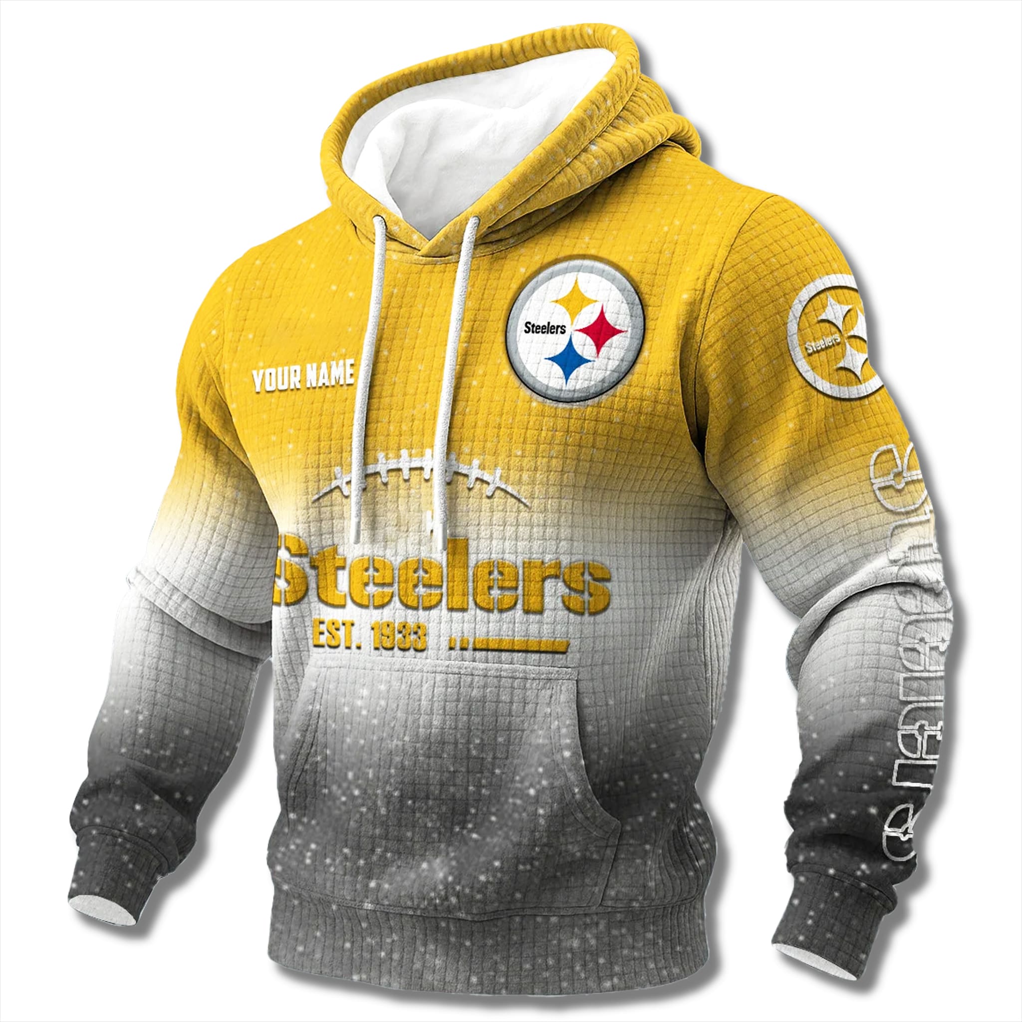 Steelers EST 1933 Gradient Waffle Hoodie 2 Steelers EST 1933 Gradient Waffle Hoodie