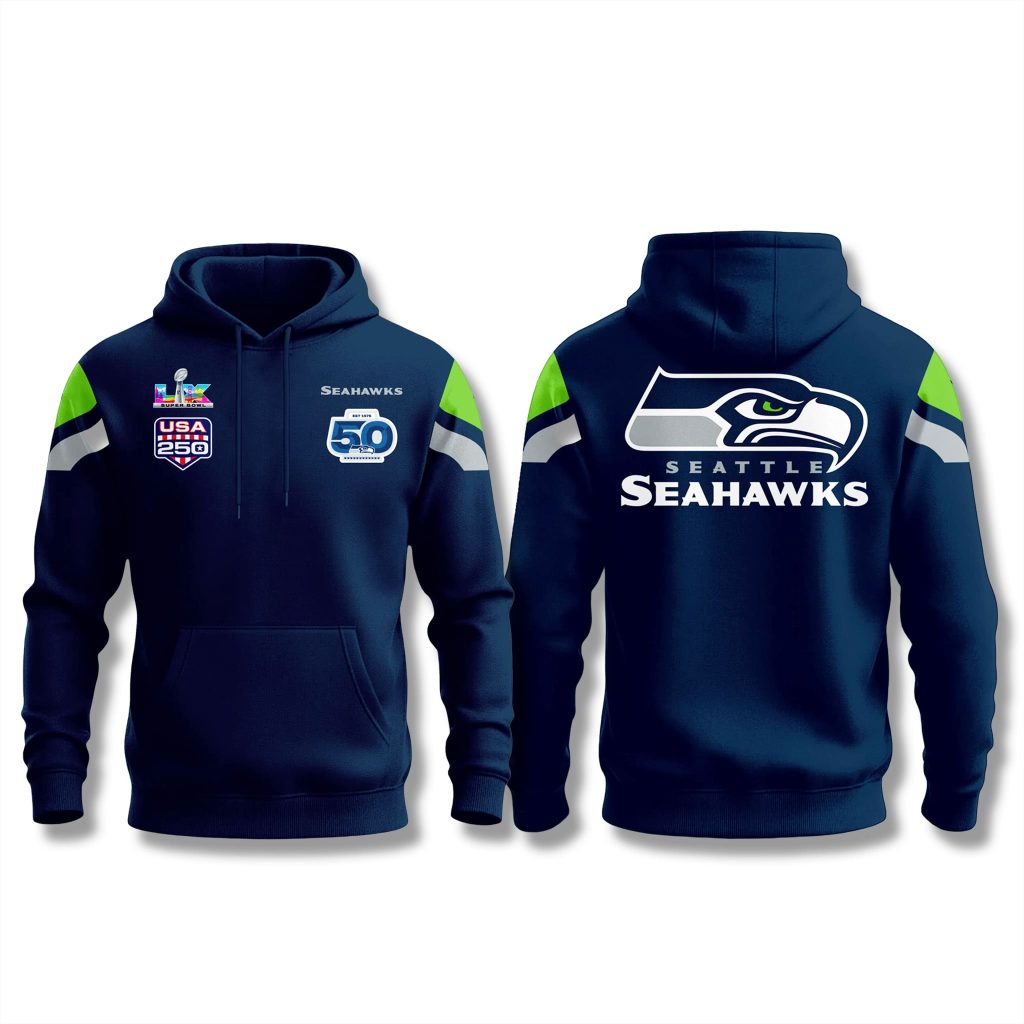 Seattle Seahawks Super Bowl LX USA 250 Patch Hoodie