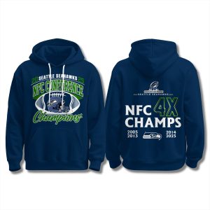 Seahawks 4 Time NFC Champions Hoodie 2025 1