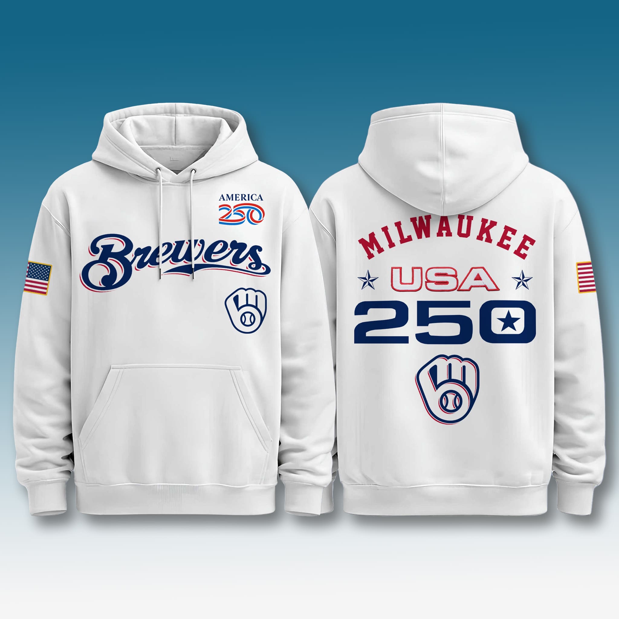 Milwaukee Brewers USA 250 Birthday Hoodie 3 Milwaukee Brewers USA 250 Birthday Hoodie 3