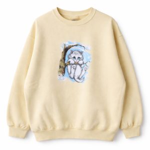 Distressed Snow Cat Vintage 90s Sweatshirt 1