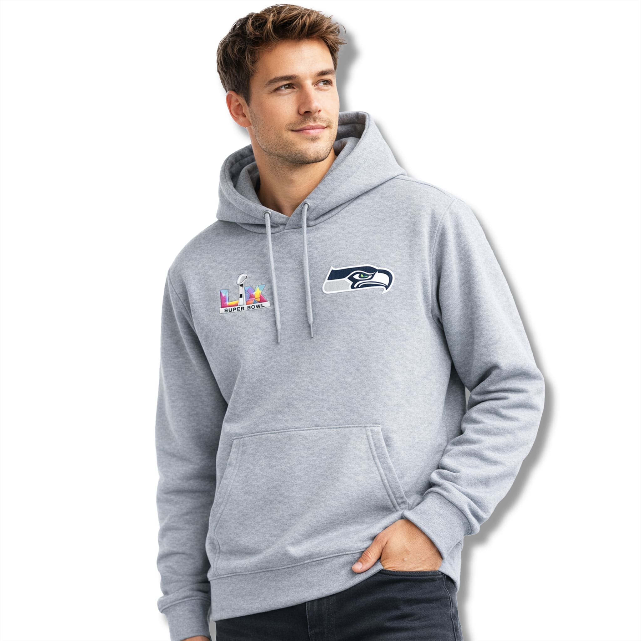 Seahawks Super Bowl LX Gray Hoodie 2 Seahawks Super Bowl LX Gray Hoodie 2