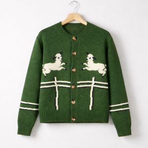 Andrew Garfield Sheep Green Cardigan Sweater 1