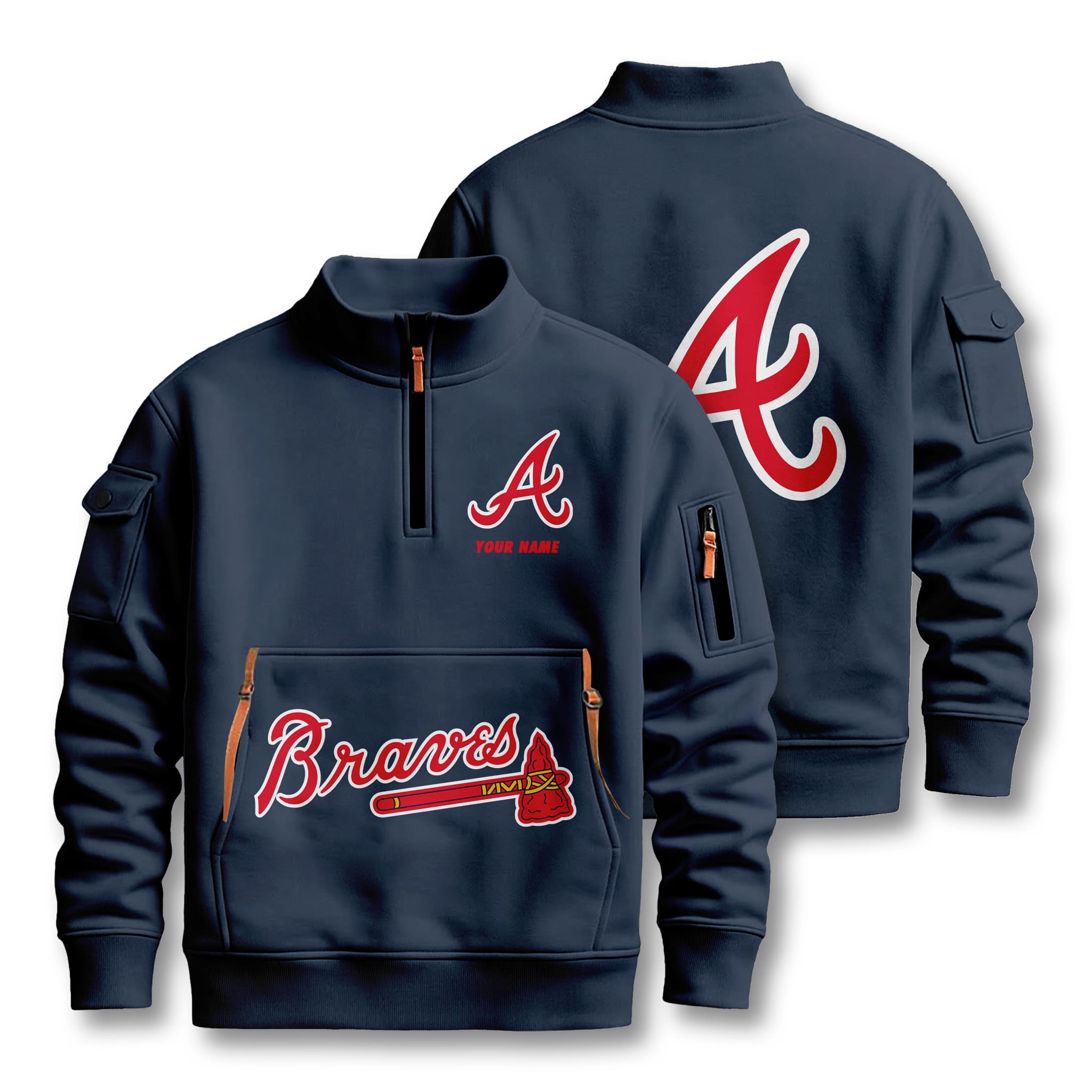 Atlanta Braves Custom Quarter Zip Sweatshirt Atlanta Braves Custom Quarter Zip Sweatshirt