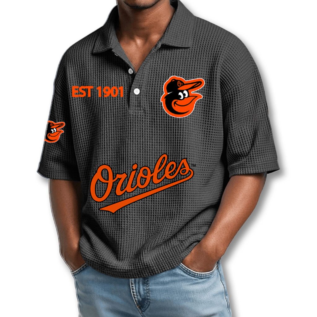 Baltimore Orioles EST 1901 Waffle Polo Shirt