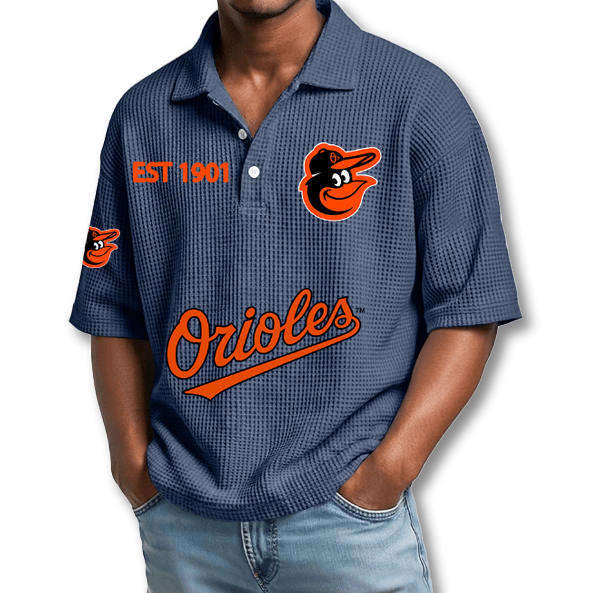 Baltimore Orioles EST 1901 Waffle Polo Shirt 2 Baltimore Orioles EST 1901 Waffle Polo Shirt 2