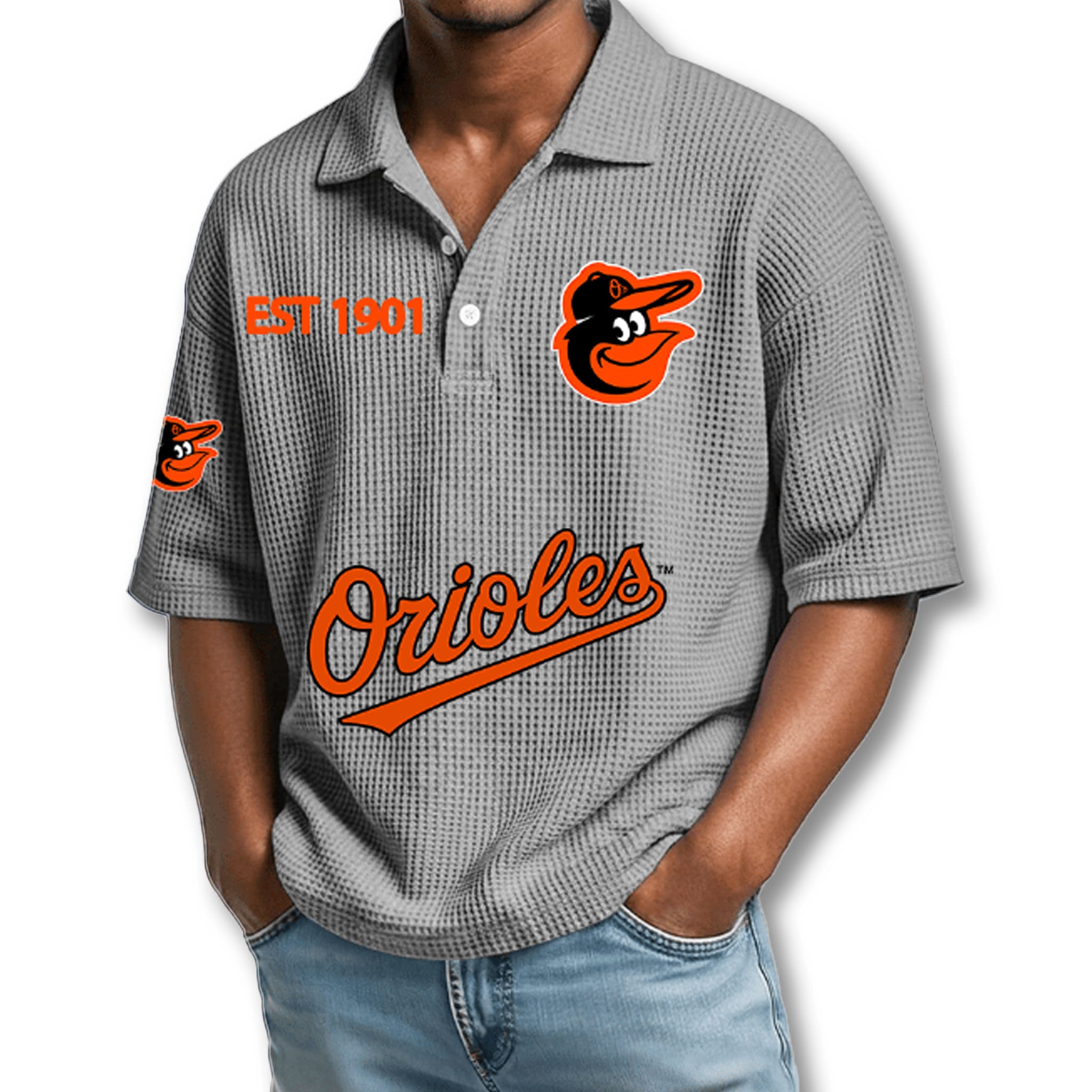 Baltimore Orioles EST 1901 Waffle Polo Shirt 4 Baltimore Orioles EST 1901 Waffle Polo Shirt
