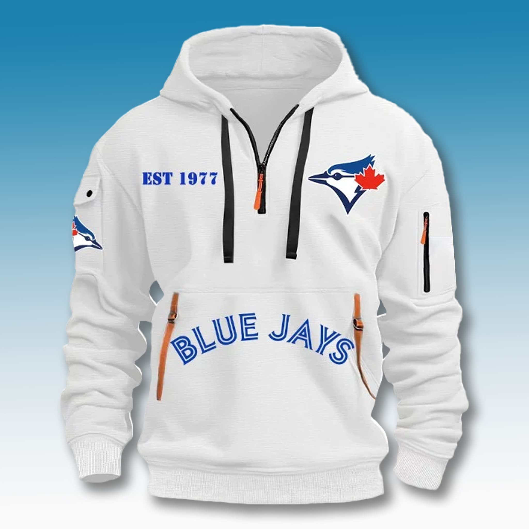 Blue Jays Established 1977 Quarter Zip Hoodie 3 Blue Jays Established 1977 Quarter Zip Hoodie 3