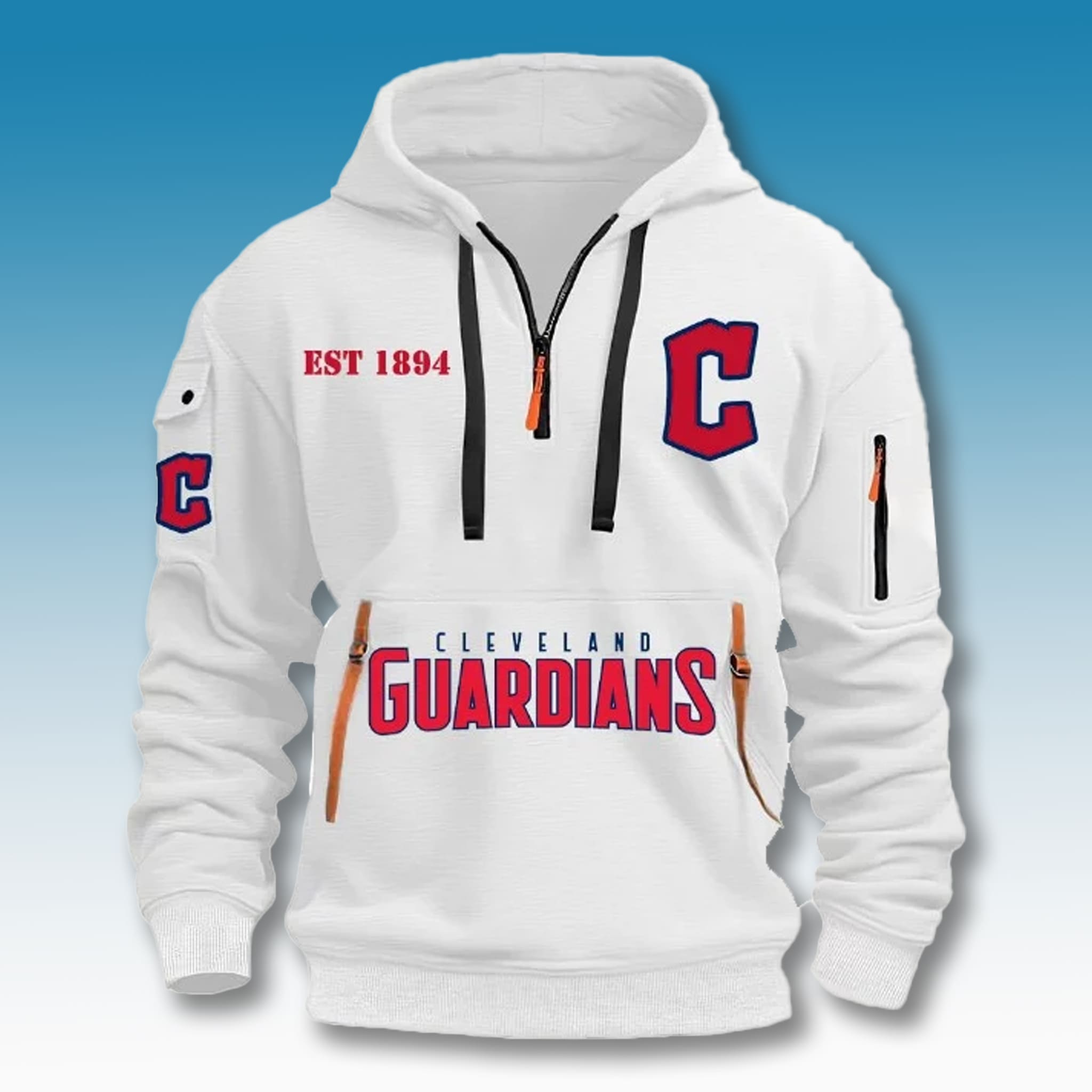 Cleveland Guardians EST 1894 Quarter Zip Hoodie 3 Cleveland Guardians EST 1894 Quarter Zip Hoodie 3