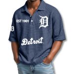 Detroit Tigers EST 1901 Waffle Polo Shirt