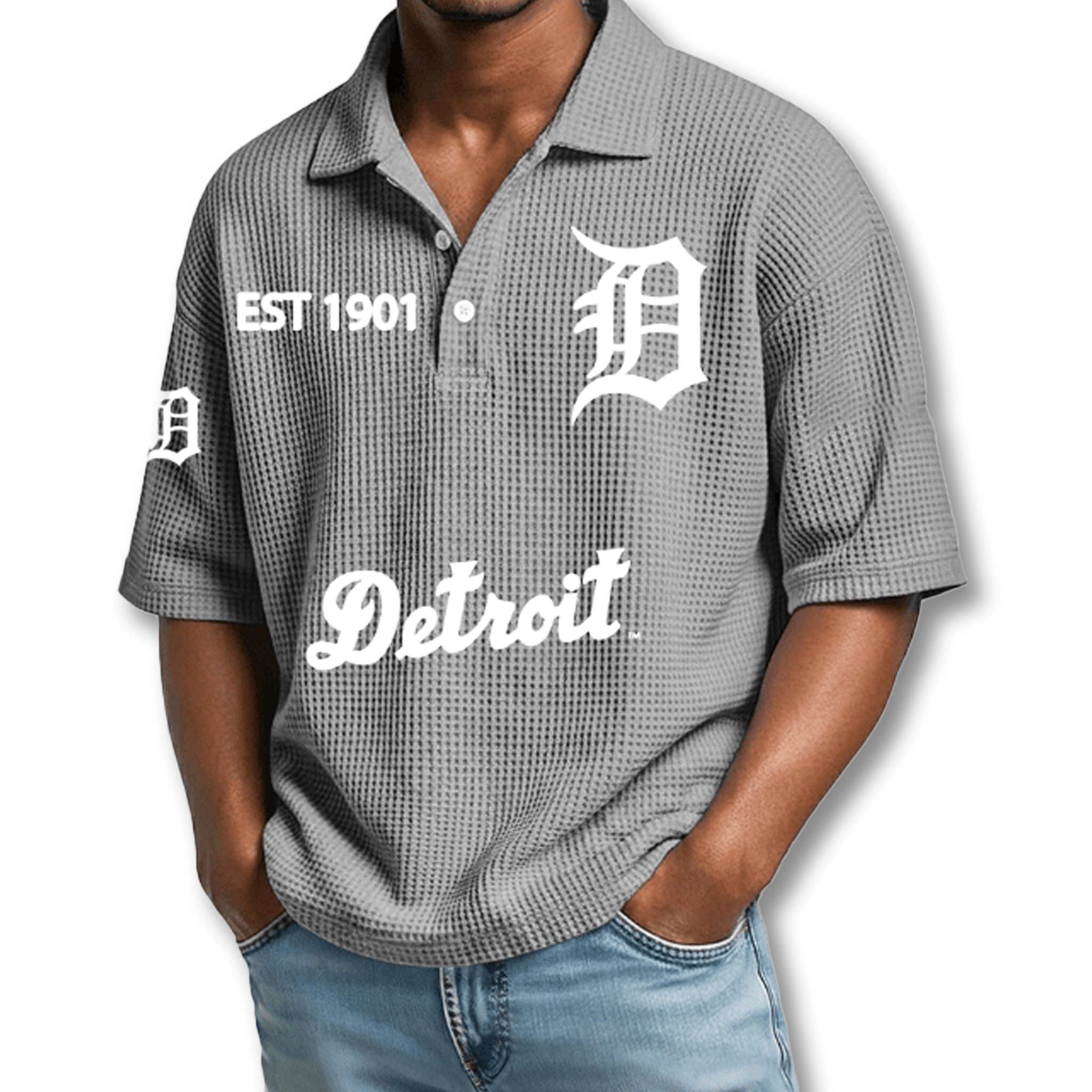 Detroit Tigers EST 1901 Waffle Polo Shirt 3 Detroit Tigers EST 1901 Waffle Polo Shirt 3