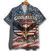 USA 250 God Bless America 1776 2026 Patriotic Hawaiian Shirt 1