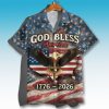 USA 250 God Bless America 1776 2026 Patriotic Hawaiian Shirt 2