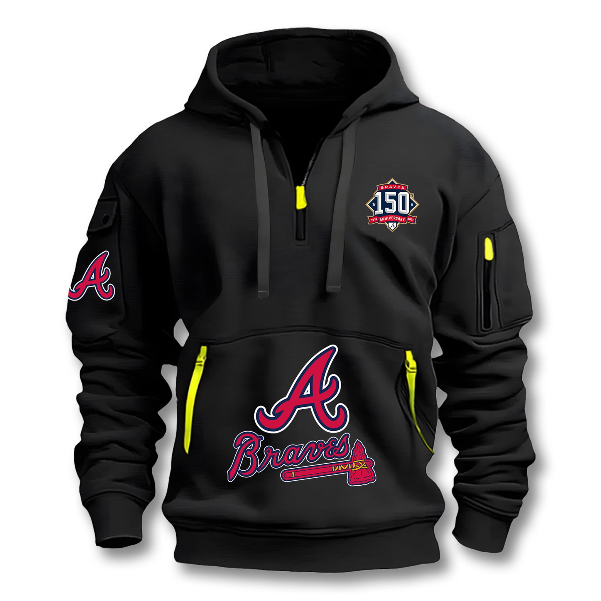 Atlanta Braves 150th Anniversary Quarter Zip Hoodie 1 Atlanta Braves 150th Anniversary Quarter Zip Hoodie 1
