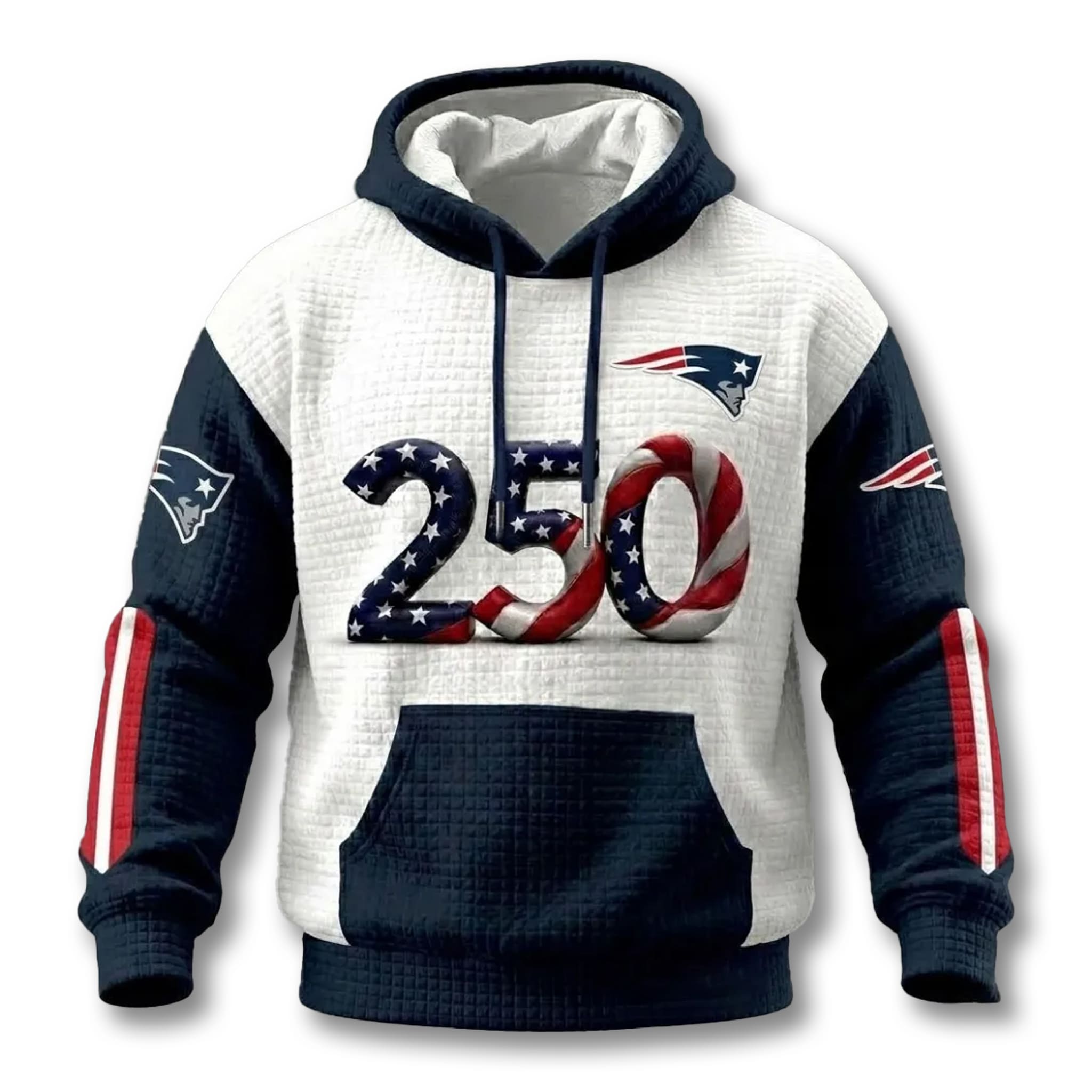 NE Patriots USA 250th Anniversary Waffle Hoodie 3 NE Patriots USA 250th Anniversary Waffle Hoodie