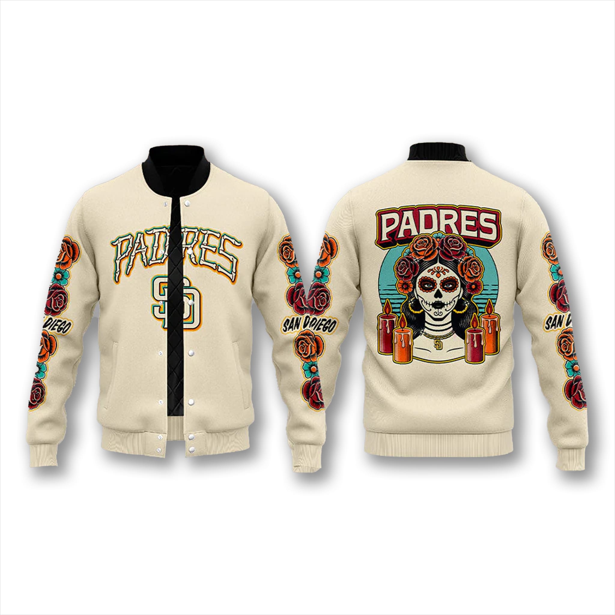 Padres Dia de los Muertos City Connect 2026 Varsity Jacket Padres Dia de los Muertos City Connect 2026 Varsity Jacket