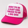 Born To Be A Baby Girl Forced To Be A Big Dog Pink Hat 1