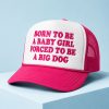 Born To Be A Baby Girl Forced To Be A Big Dog Pink Hat 2