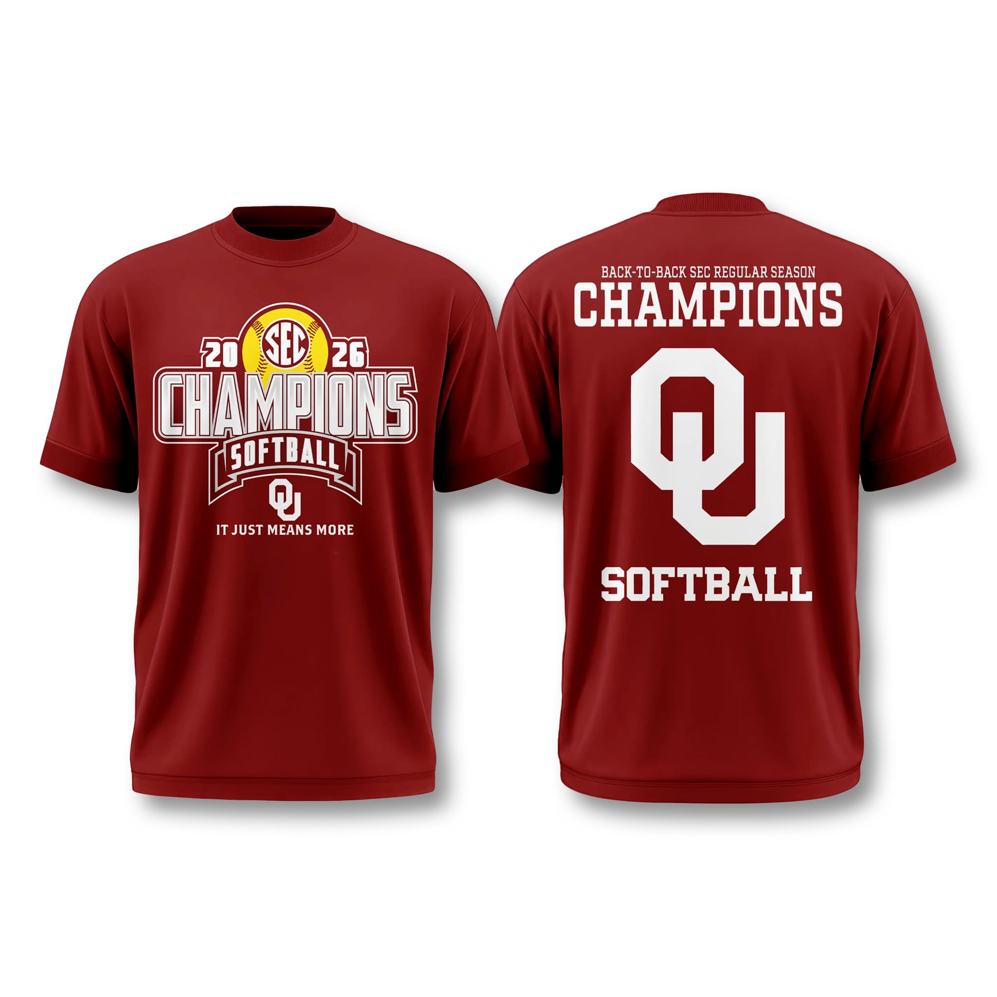 Oklahoma Softball 2026 SEC Regular Season Back to Back Champions Shirt 1 Oklahoma Softball 2026 SEC Regular Season Back to Back Champions Shirt 1